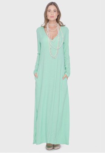 Long Mint Dress with Pockets