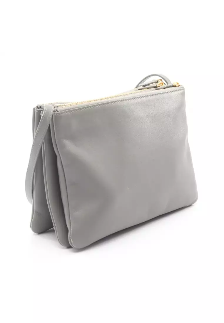 Pre-Loved Celine TRIO LARGE trio Large Shoulder bag leather gray