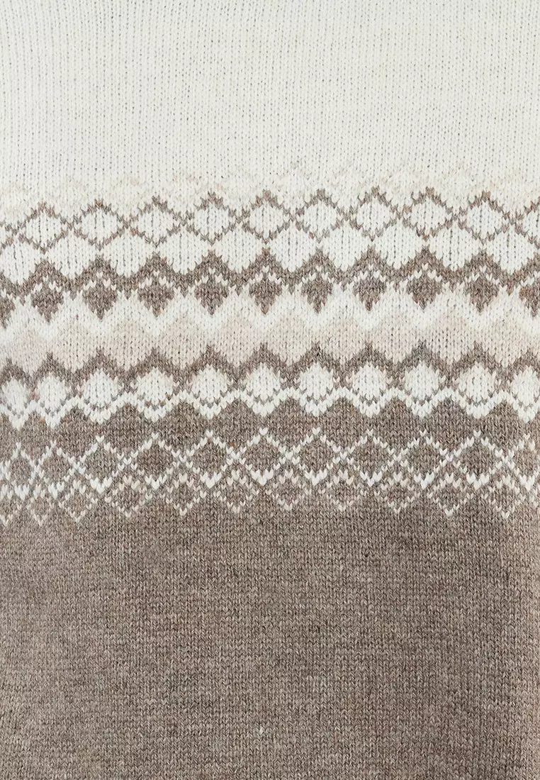 Mink Slim Wool Crew Neck Ethnic Knitwear Sweater TMNAW21KZ0738