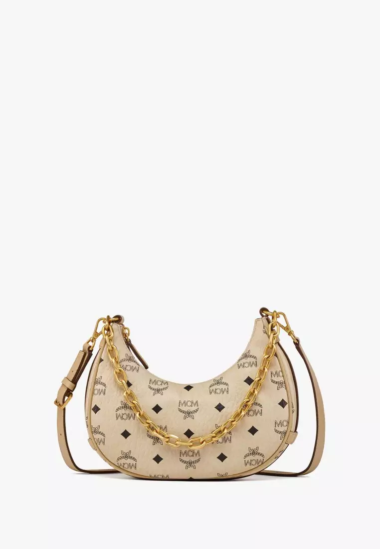 Buy MCM Aren Crescent Hobo in Visetos 2024 Online ZALORA Singapore