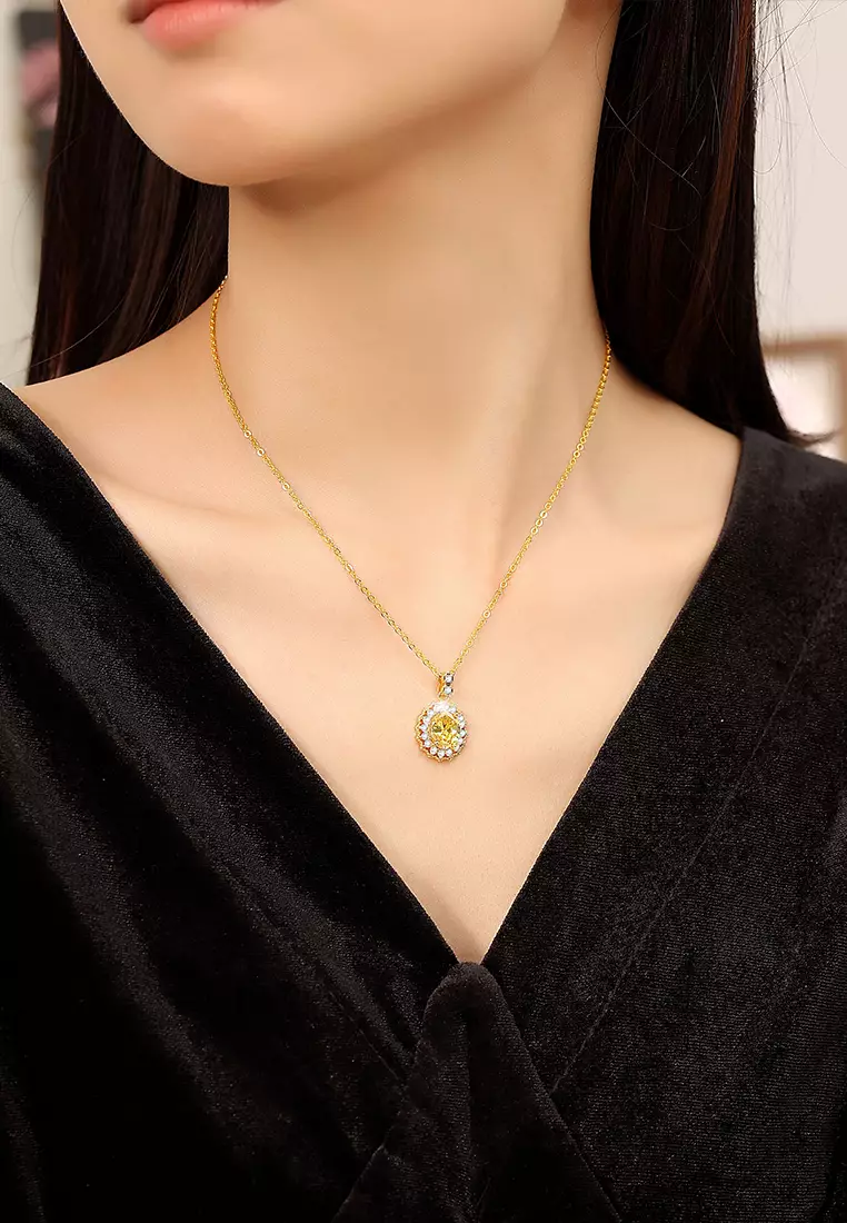 Kalung Wanita Mewah Elegan Berlian Zircon Original Perhiasan Cewek Necklaces Gold