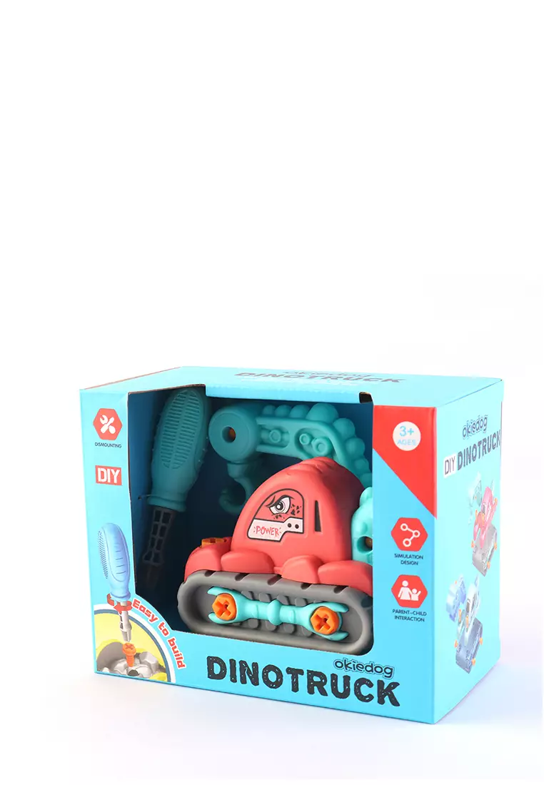 Okiedog Dino Truck Crane RED - mainan bongkar pasang anak