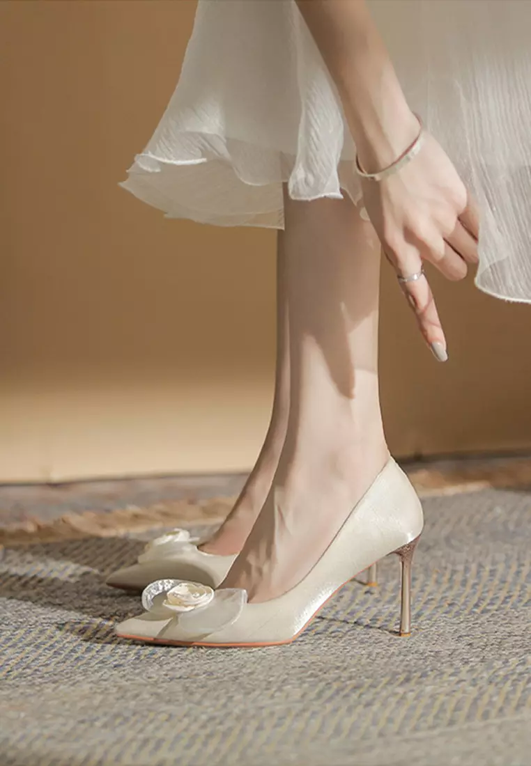6CM Lace Flower Suede High Heels IF817-10-1