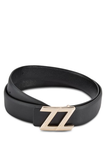 Zzesprit outlet台北 Alphabet Black Leather Belt, 飾品配件, 飾品配件