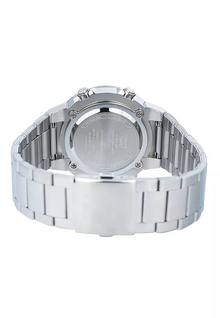 Casio - Jam Tangan Analog Digital Pria - Silver Black Dial - Stainless Steel - AMW-870D-1AV