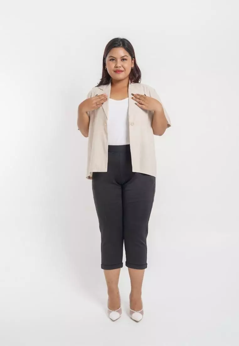 Plus Size Outer Blazer Everyday Khaki