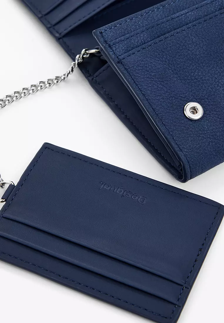 Medium embroidered faux leather wallet