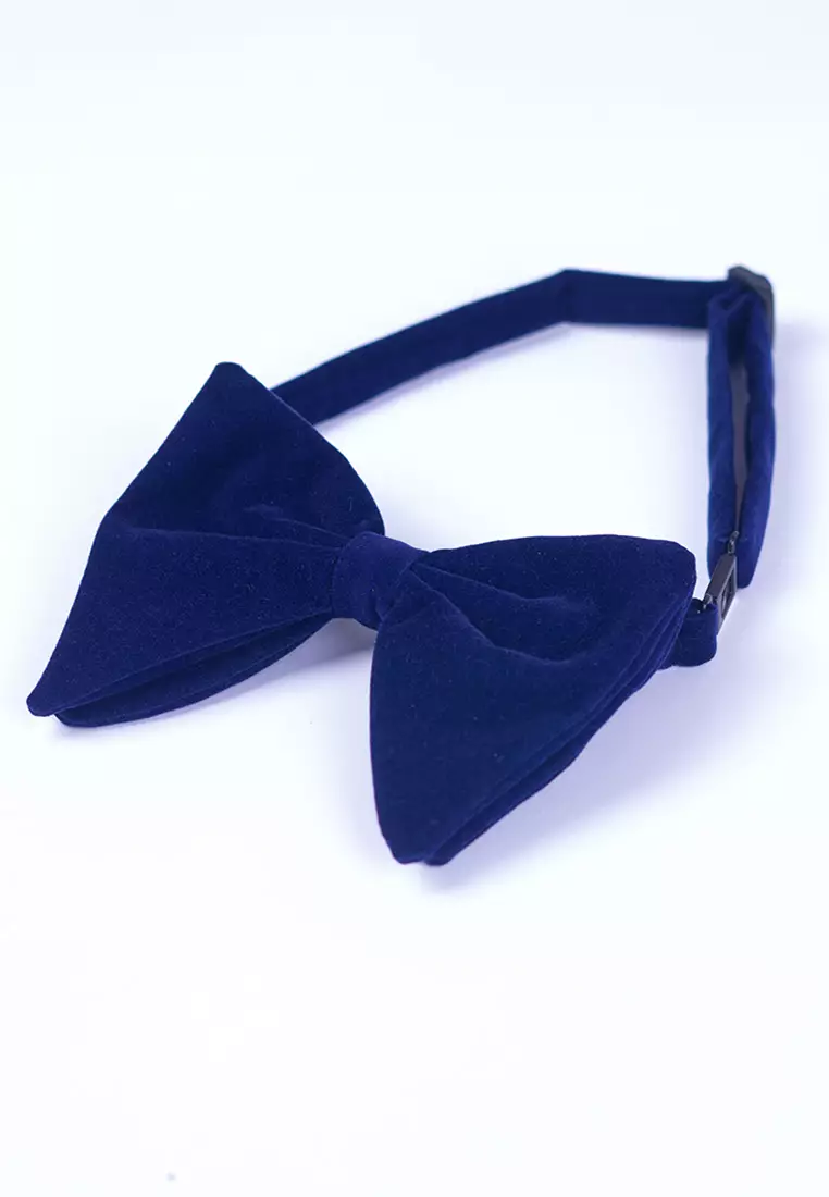 Dasi kupu kupu Oversize bowtie wedding bahan suede / beludru navy