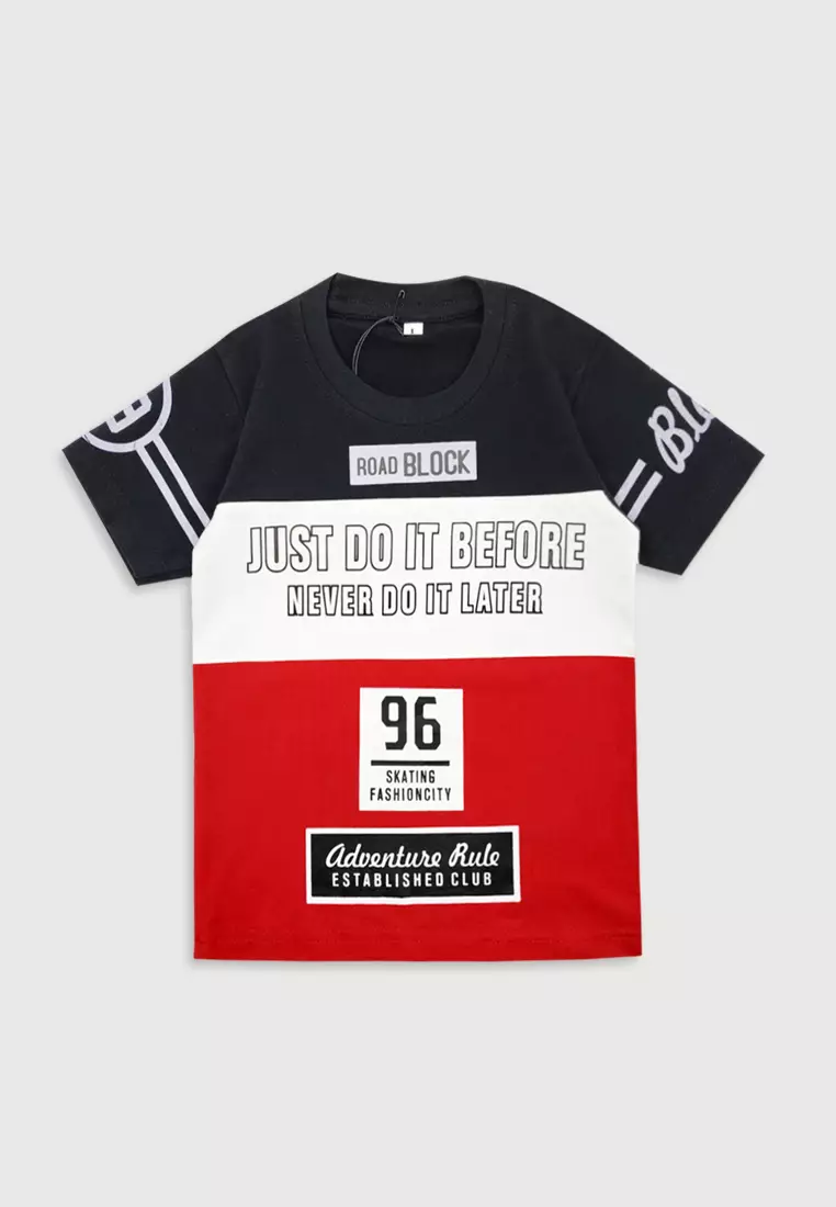 Wakakids Baju Atasan Kaos Anak Laki Laki Usia 1 Tahun Hingga 4 Tahun T-shirt Motif Just Do It 3936 Merah