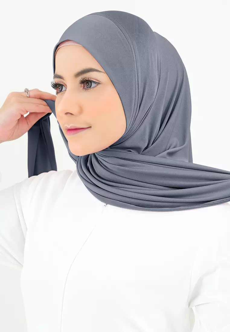 Cotton Bee - Hijab Segitiga Instan Syahira Jersey - Dark Storm
