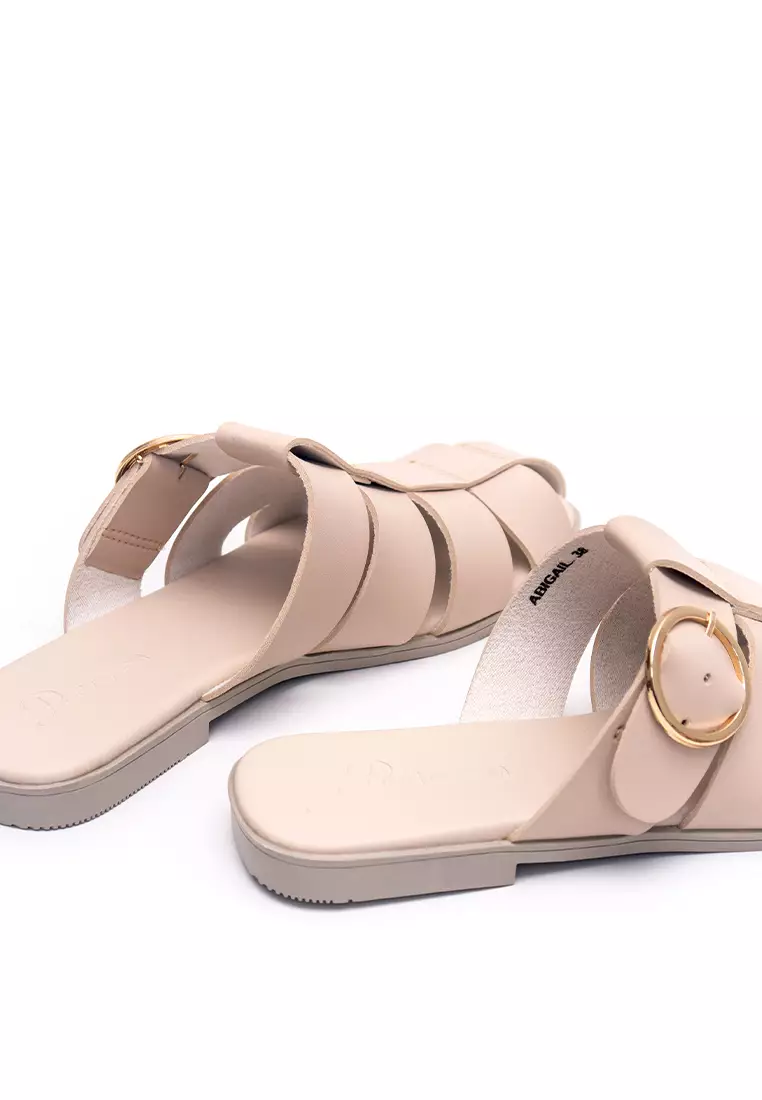 Abigail Flat Sandals in Beige