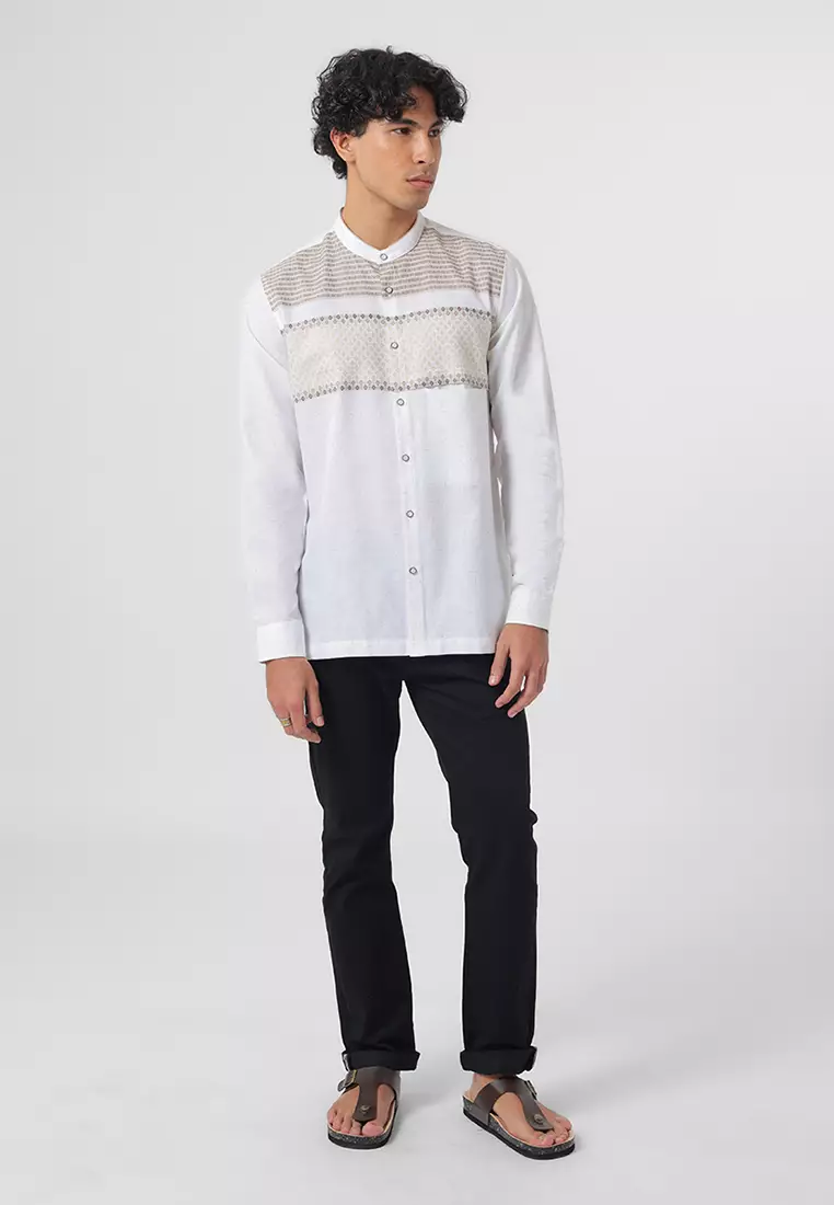 Kemeja Koko Pria Lengan Panjang Baju Muslim Pria ABBAS WHITE