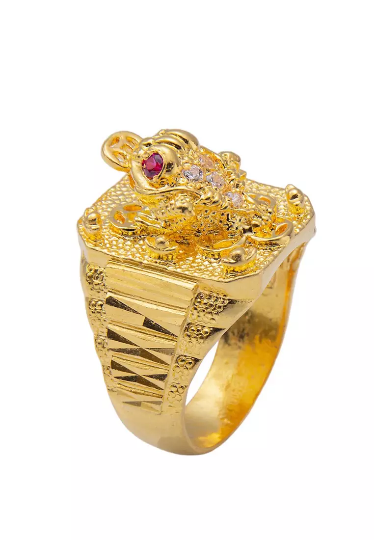 Boss Biscuit Ring Freemen Star Design Red Ad Nice Golden Ring