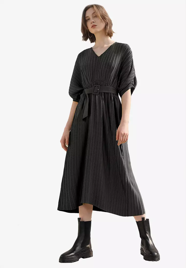 線上選購COS V-Neck Pleated Mini Dress