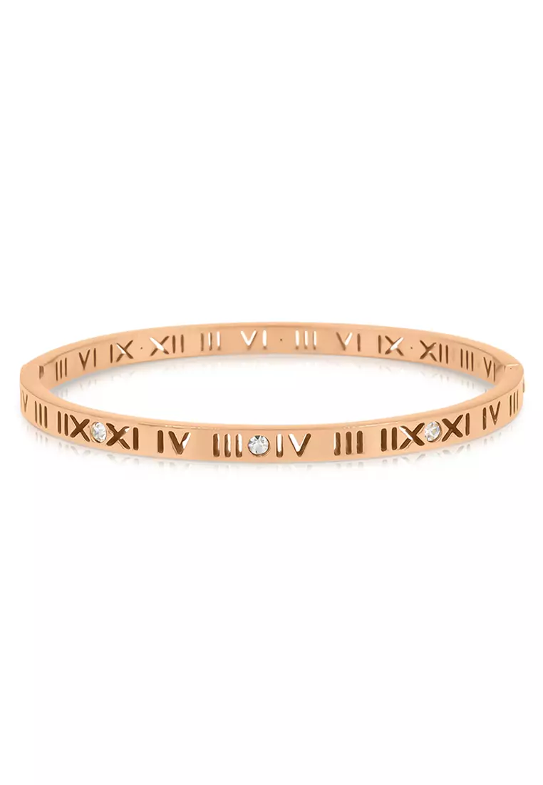Gold bracelet with roman numerals top