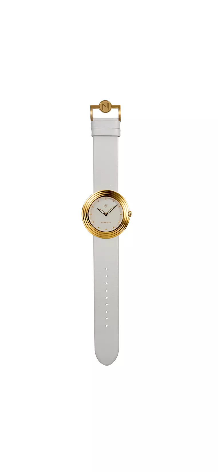 NOVE Streamliner Swiss Made Quartz Leather Watch for Women 40mm White Gold B005-01