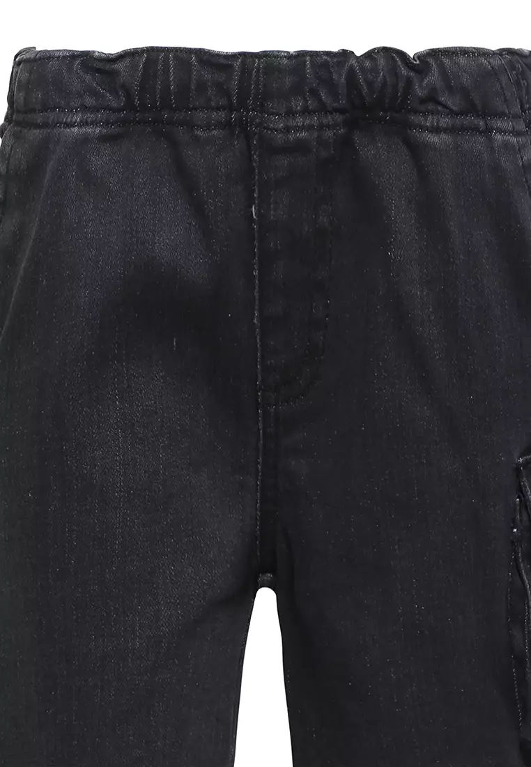 Qna Boy Break Celana Pendek Denim Anak Hitam