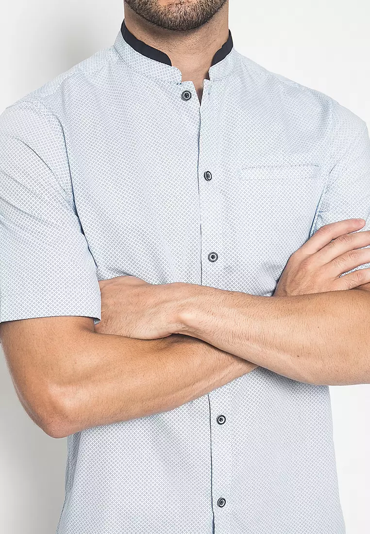 LGS - Baju Koko - Full Motif - Biru - Slim Fit - JSH.381.S1038KF.334.C