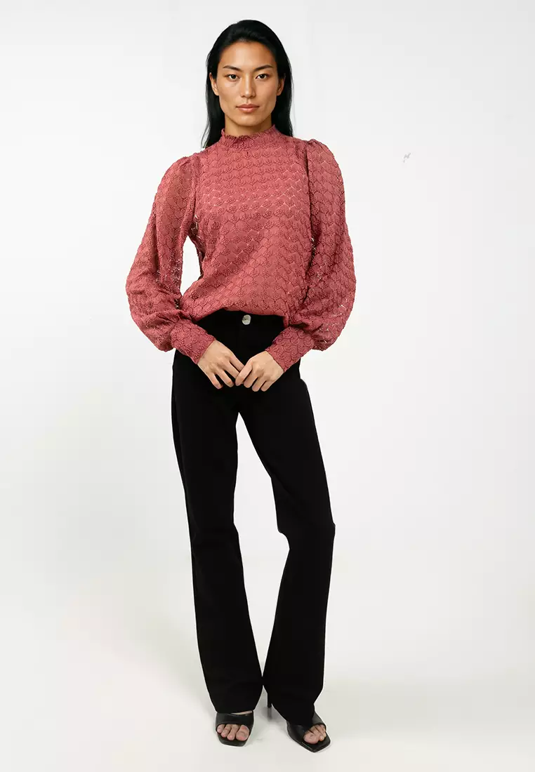Long Sleeve Lace Jersey Top