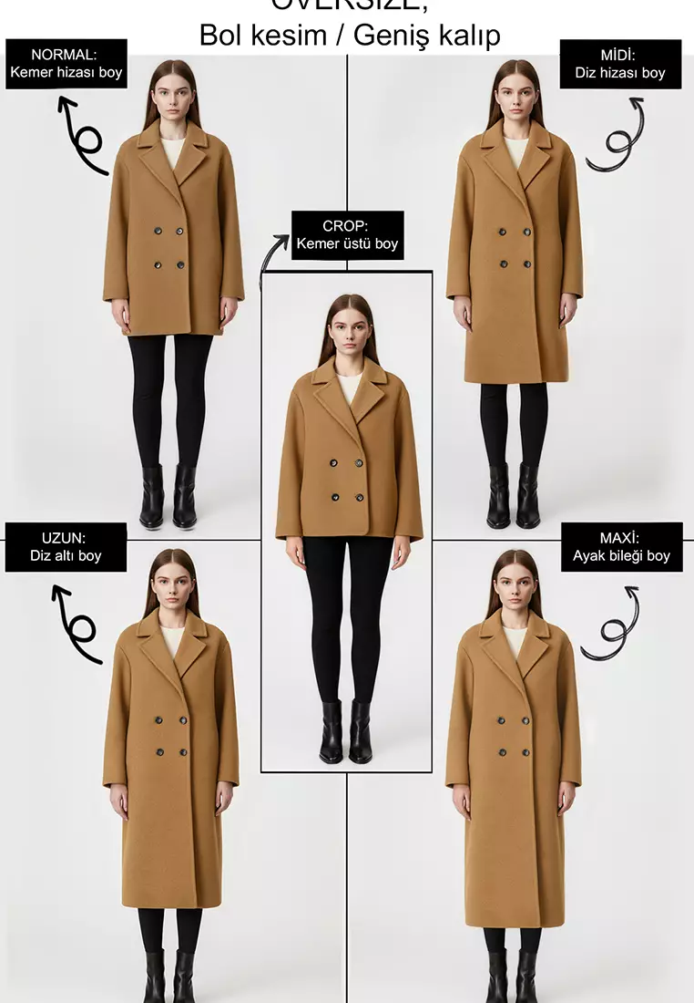 Black Double-Sided Plush Mono Closure Oversize Long Faux Leather Coat