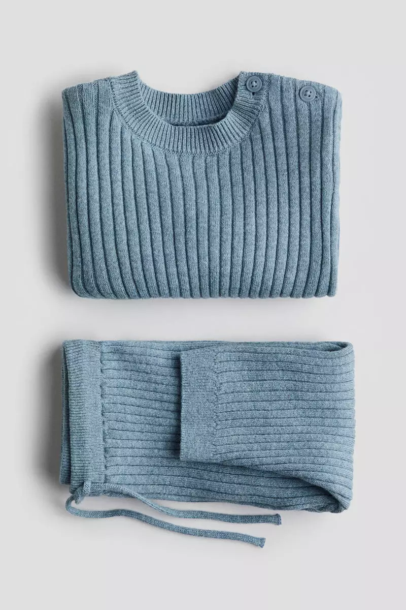 2-piece rib-knit cotton set