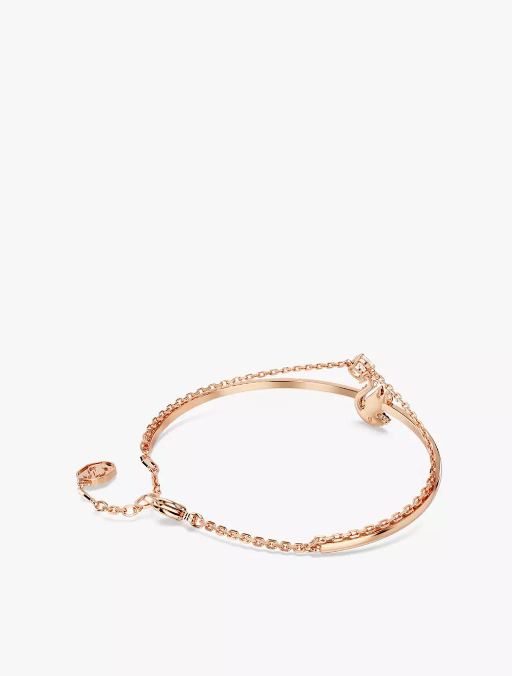Swarovski Swan Bangle, Swan, Black, Rose Gold-Tone Plated - M - Black