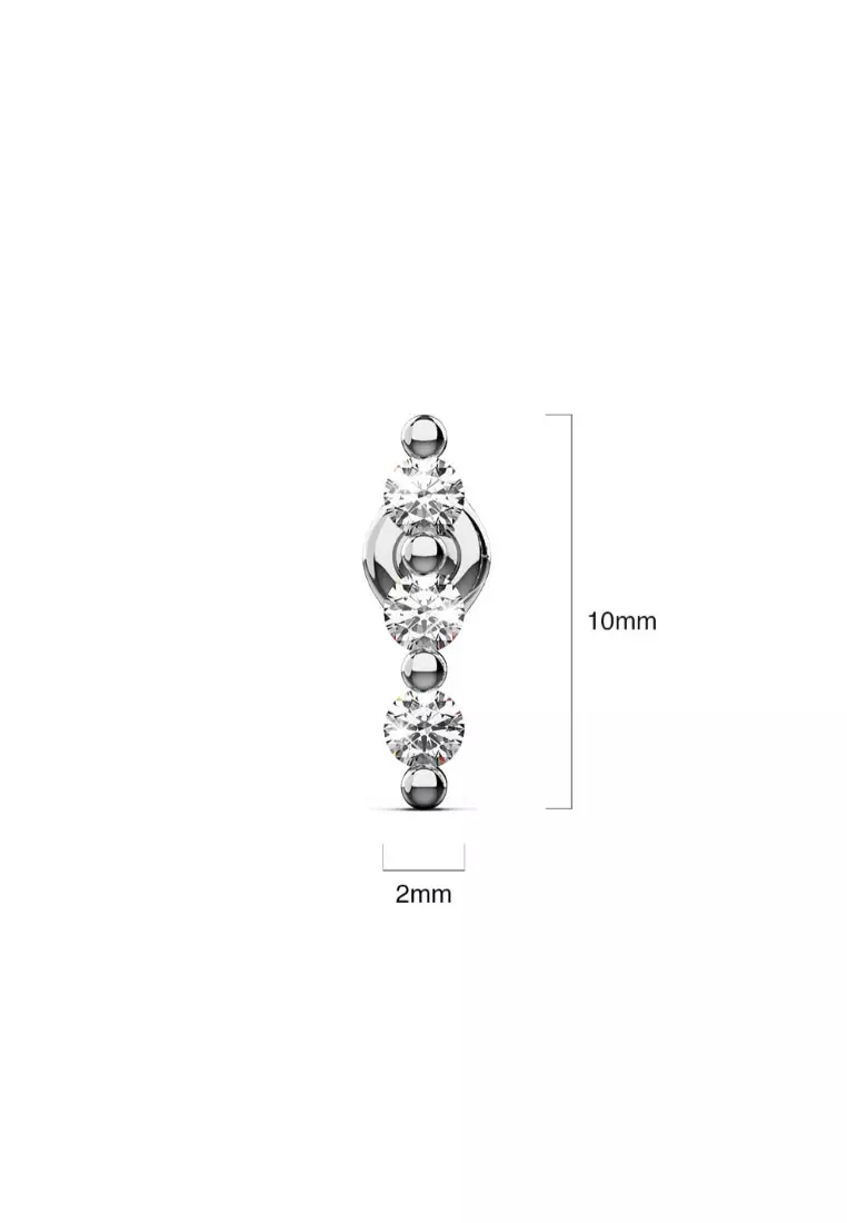 Triple Zircon Cluster Stud Earrings In White Gold