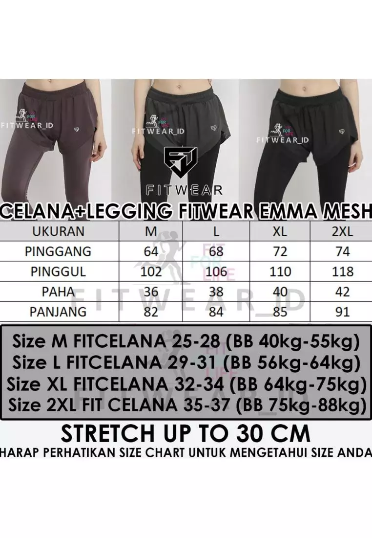 Fitwear - Celana Lari + Inner Legging Wanita Emma Mesh - Army