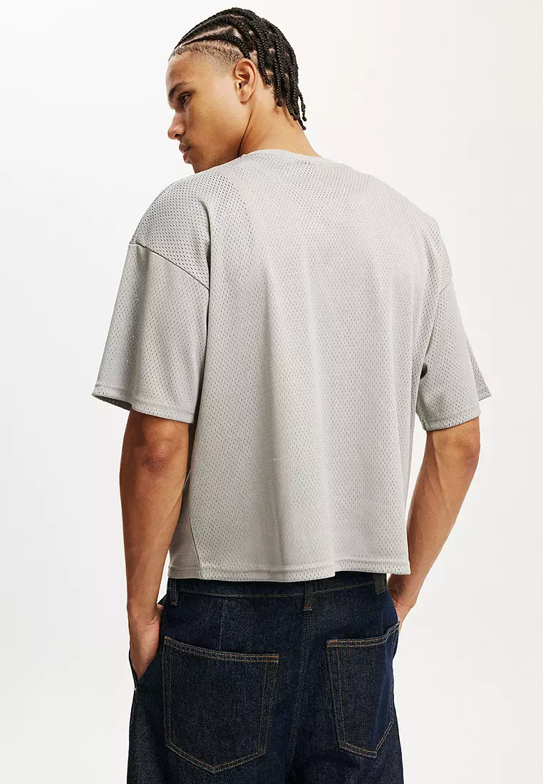Cropped Fit Mesh T-Shirt