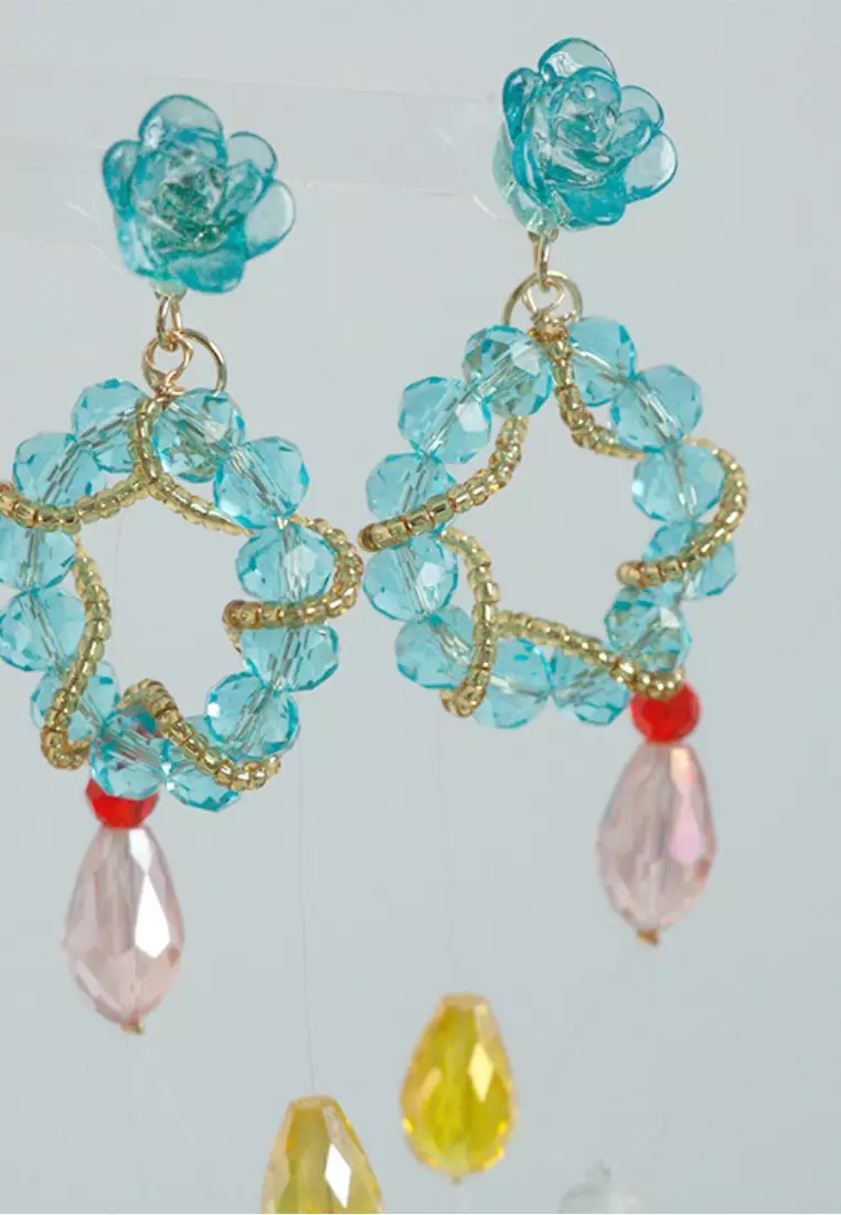 Summer fresh and sweet tassel rose earrings K062408