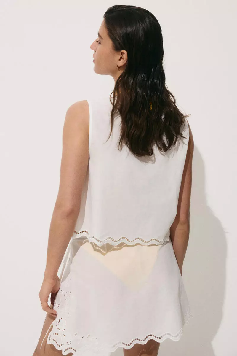 Tie-front cotton beach top