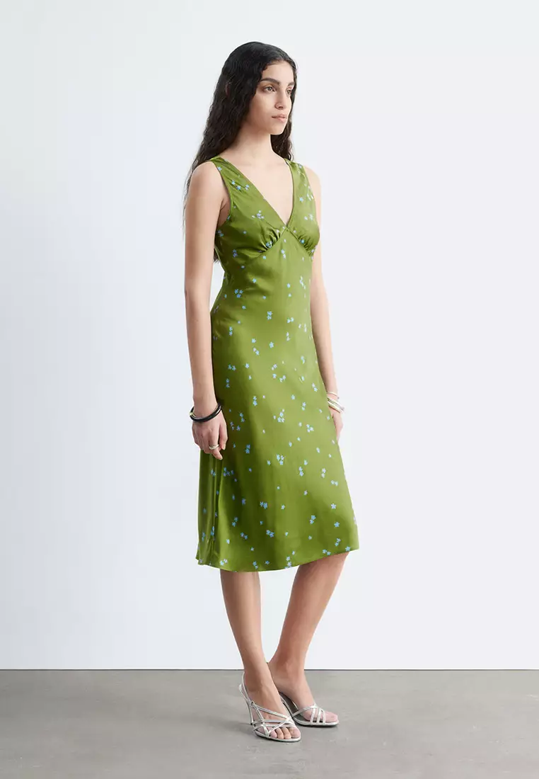 V-Neck Slip Midi Dress