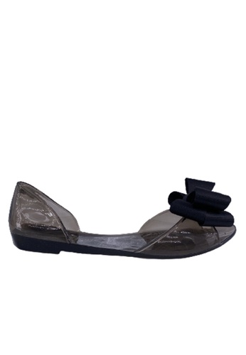 Halo black Bow Waterproof Jelly Flat Sandals BCAC7SH0373299GS_1