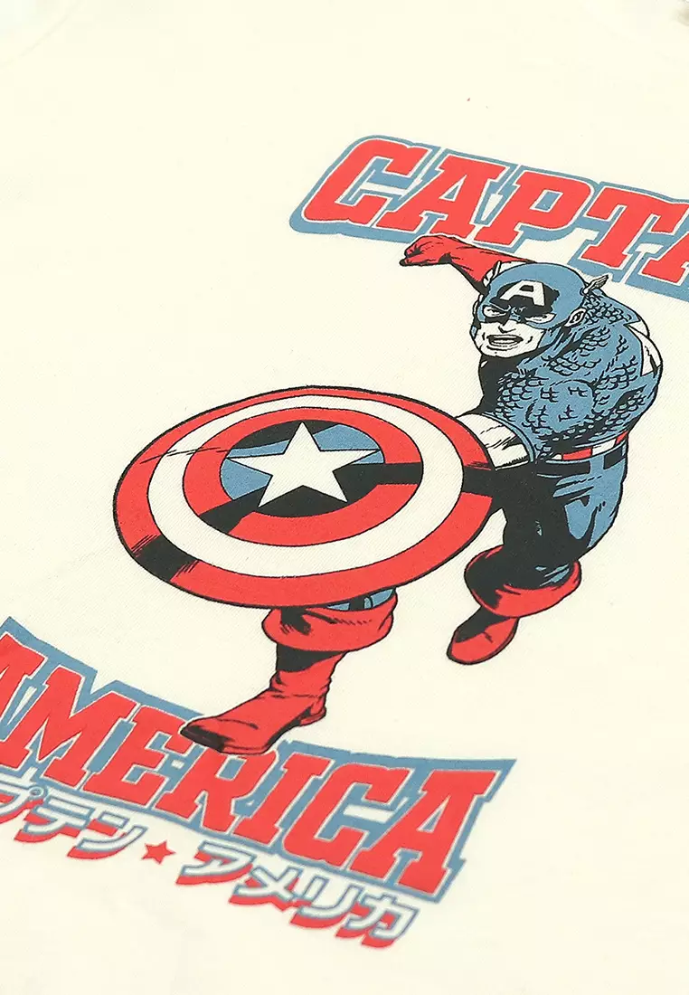 Boys Licensed Graphic T-Shirt Captain America Japanese Characters
