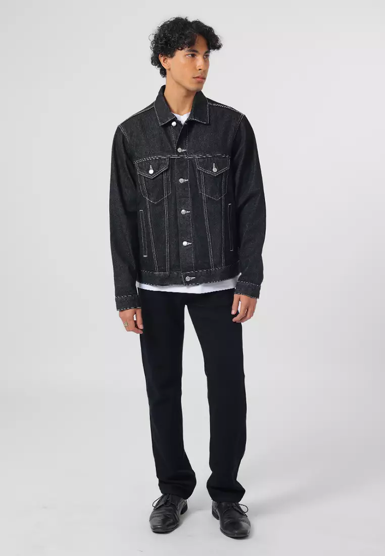 Jacket Denim Trucker Relaxed Fit Black Rinsed