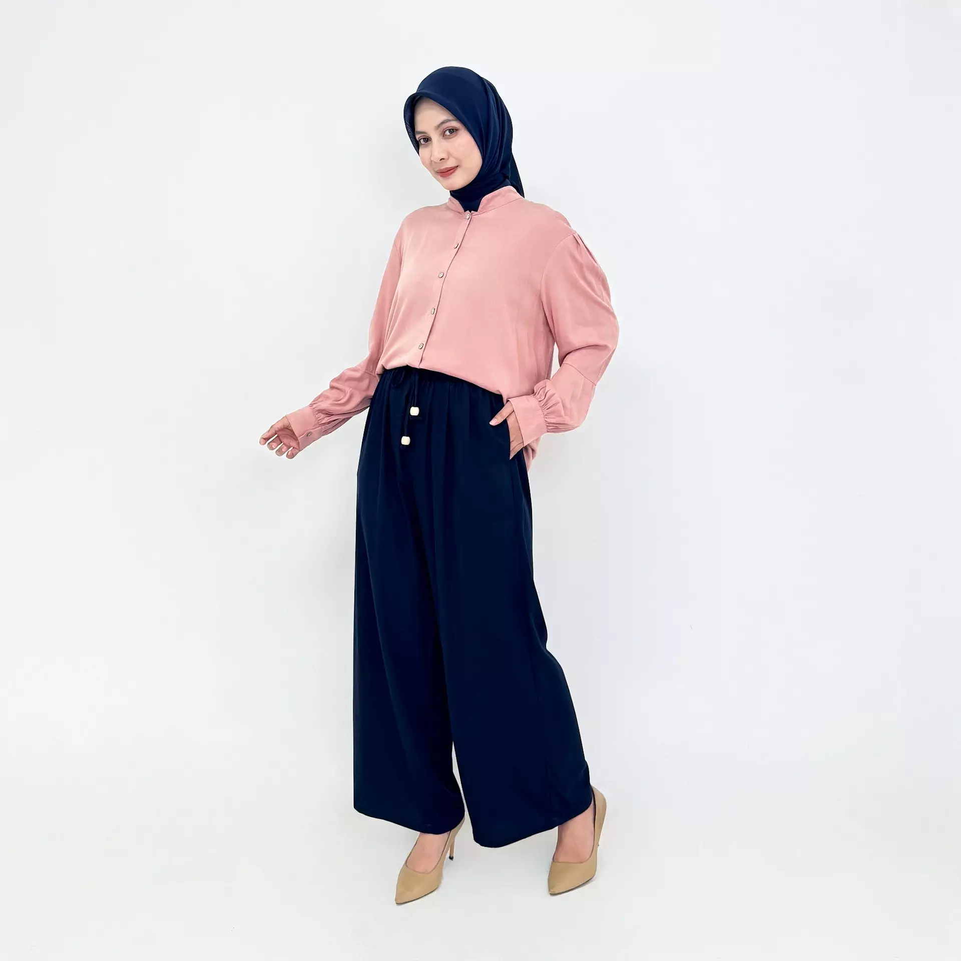 Setelan Kemeja Katun Reza [PINK-NAVY]
