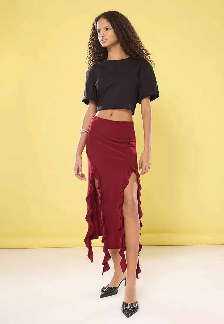 Flexible Slit Maxi Skirt main image 0