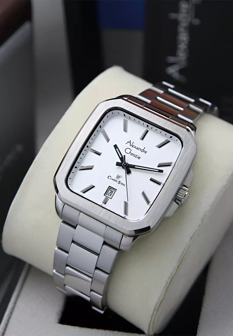 Jam Tangan Pria Alexandre Christie Classic Steel AC 8687 MDBSSSL Silver Dial - Stainless Steel