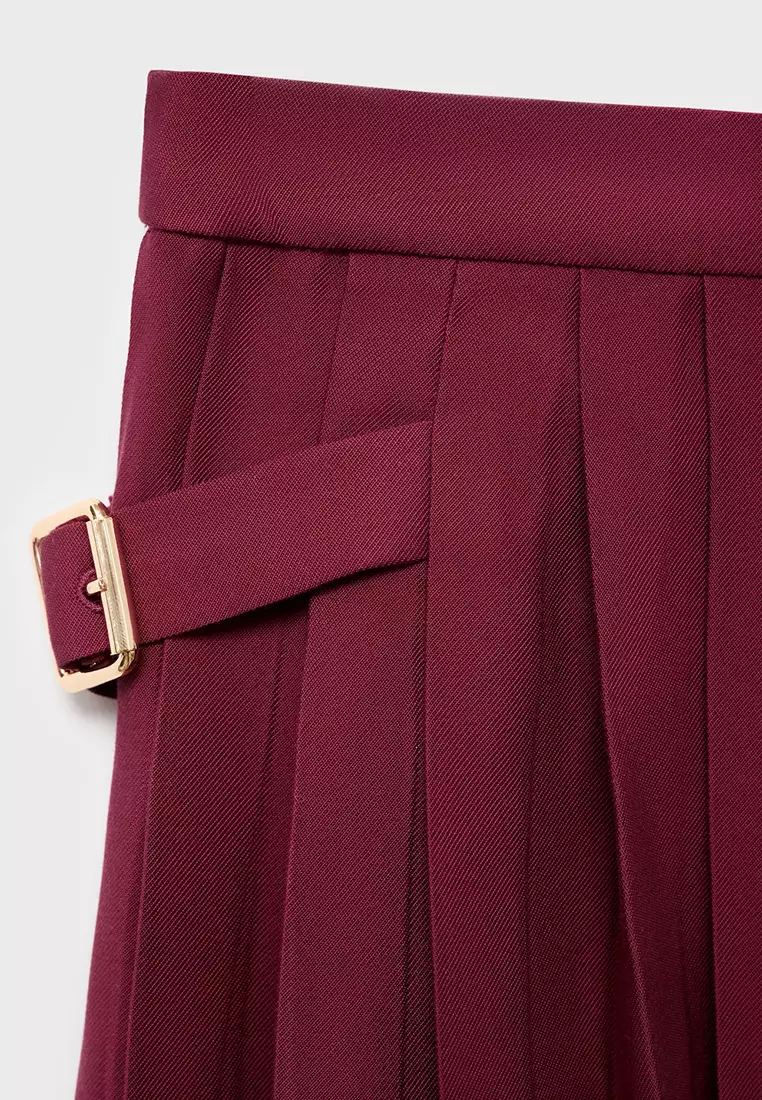 Pleated Skirt With Buckles