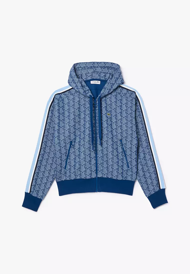 Monogram Jacquard Zip Front Hoodie