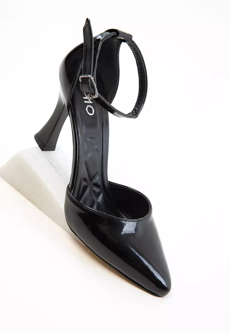 Black Patent Leather Women's Classic Heeled Shoes 17844