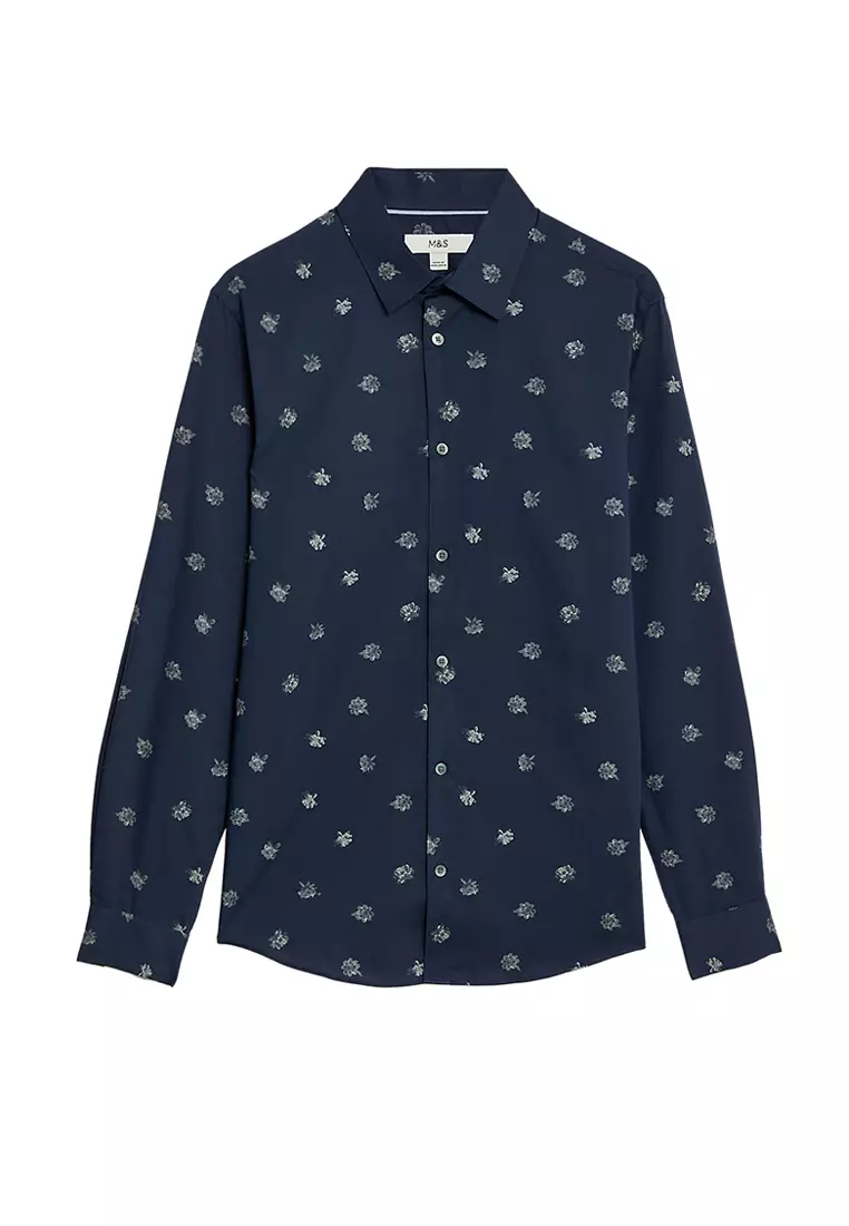 Cotton Rich Geometric Print Shirt