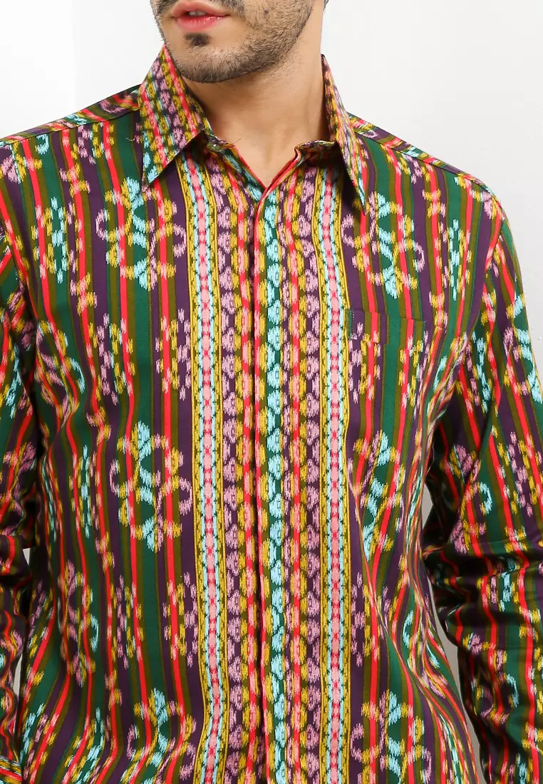 Kemeja Body Fit Batik Lurik Tenun
