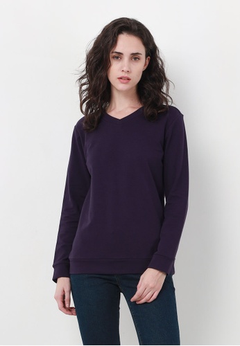 nicole purple Nicole V-Neckline Long Sleeve Sweatshirt ECEDBAA3600071GS_1