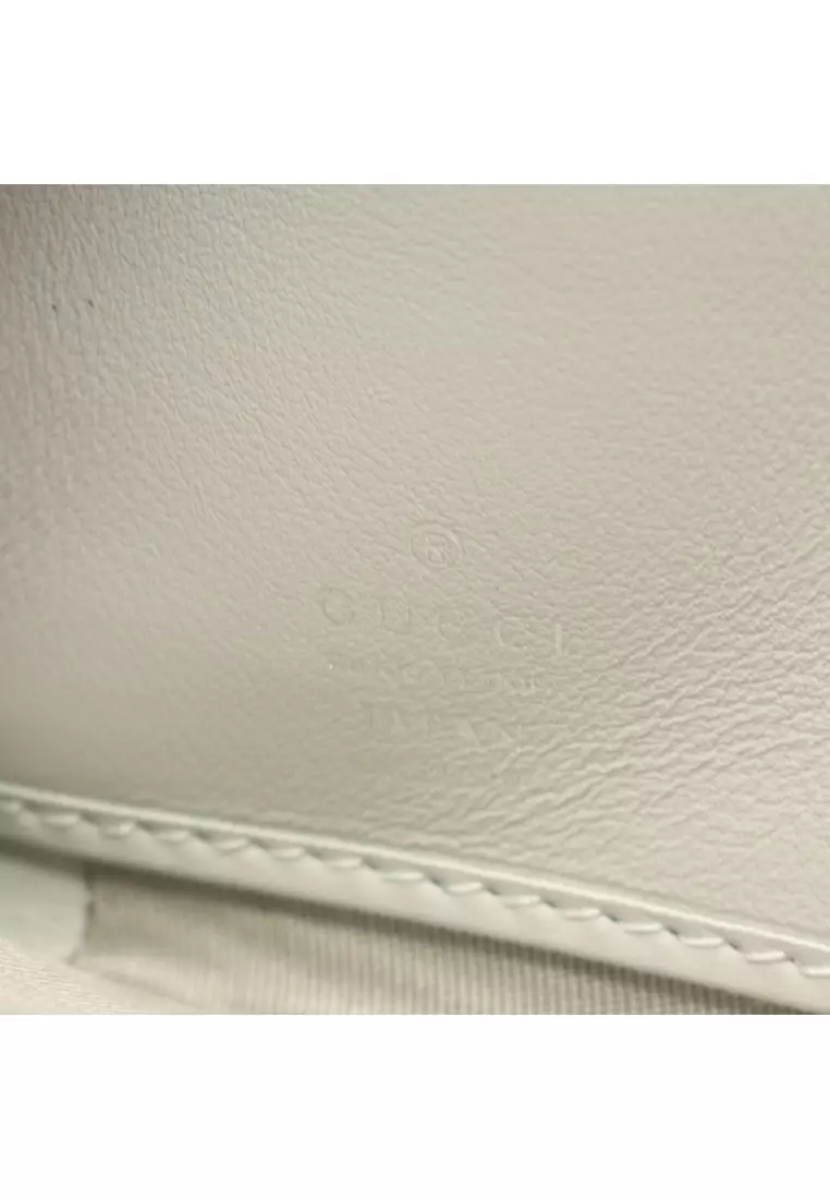 Pre-Loved Gucci gucci Imprint round zipper long wallet leather Light gray Japan limited