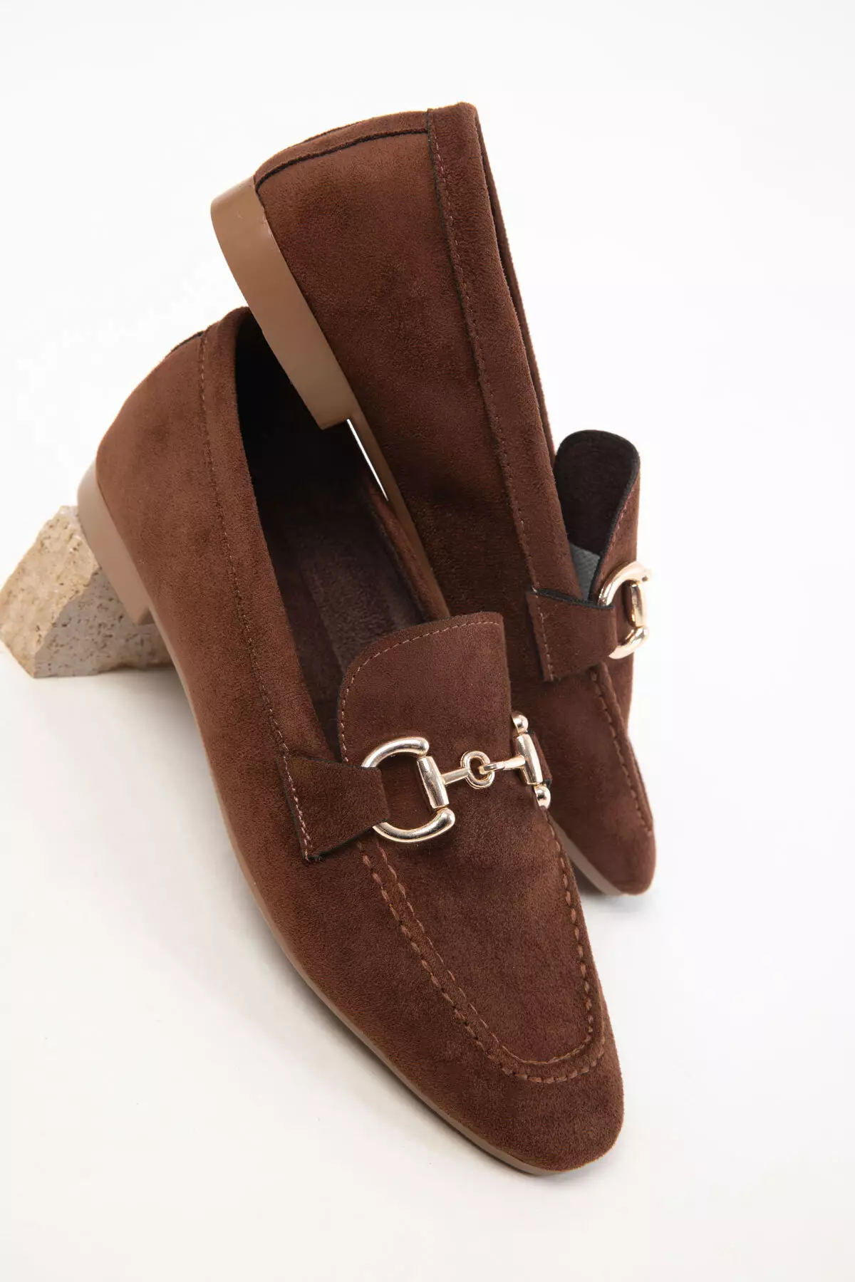 Brown Suede Women's Loafer Shoes 18930