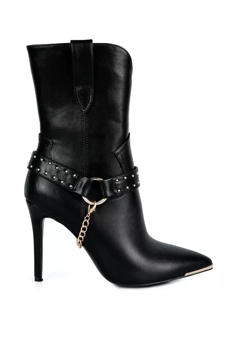 Discount on London Rag  shoes - SKU: Black High Heeled Cult Ankle Boot