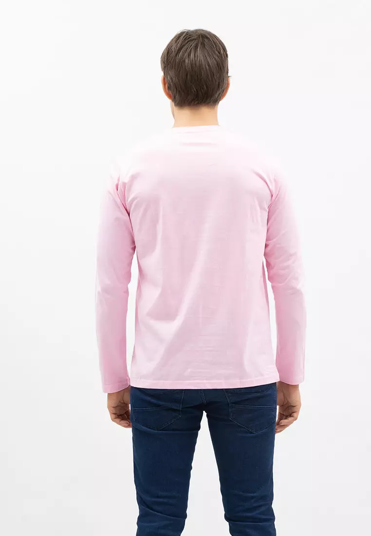 Houseofcuff Kaos Cotton Combed Lengan Panjang Pria Baby Pink