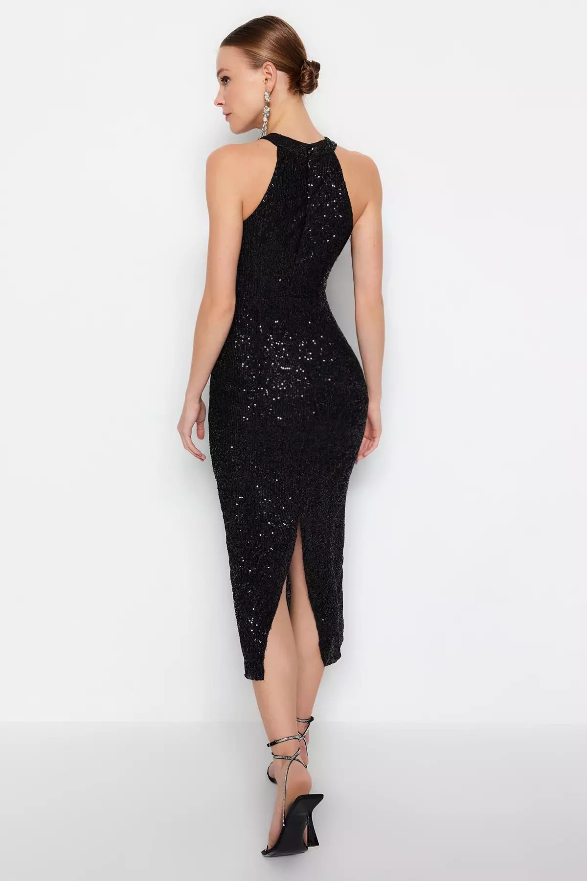 Fitted Sequin Midi Dress
