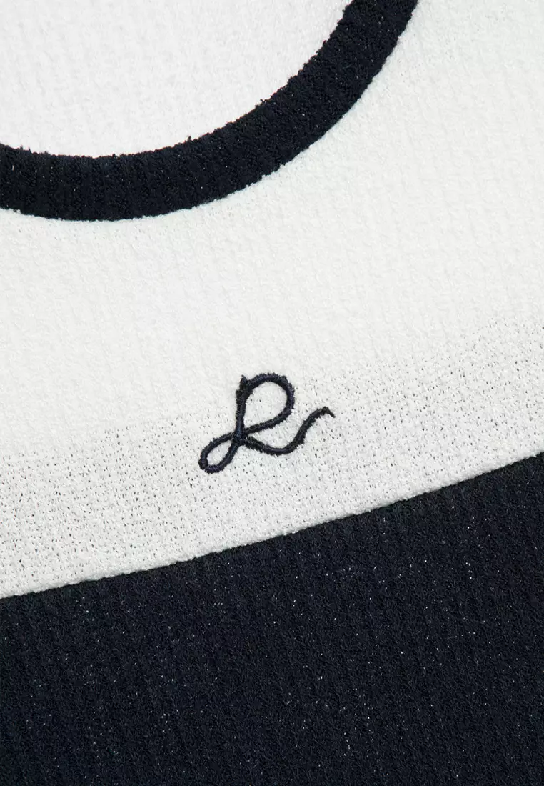 Short Sleeve Colour Block Knit Top